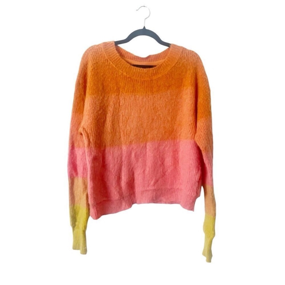 Free People Colorblock Sweater in Orange, Pink & Yellow